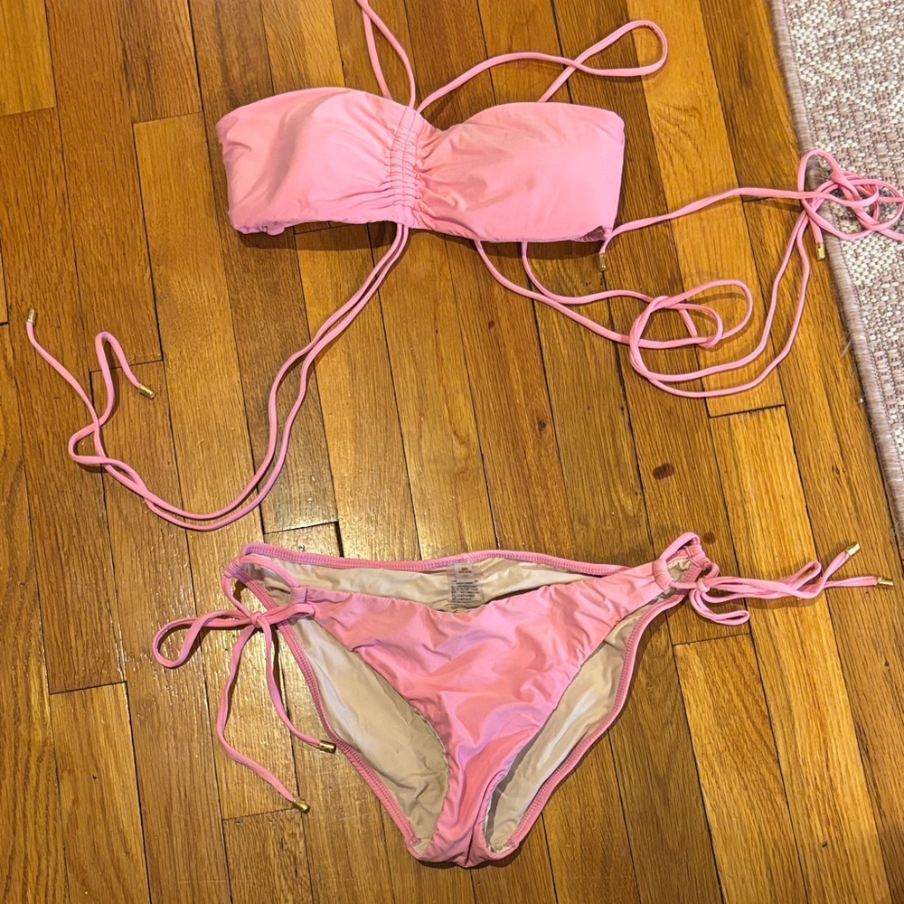 PQ Swim Pink Bandeau Tie Bikini